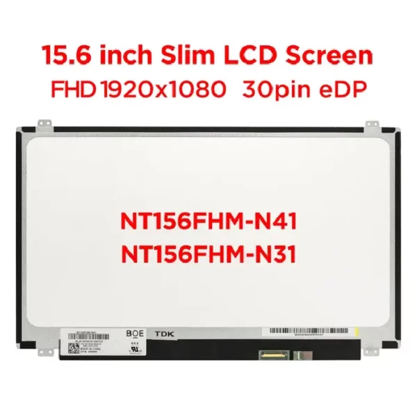 Afficheur 15.6" Led Slim 30 Pin Full HD avec Fixation NT156FHM-N41